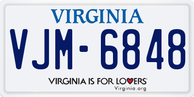 VA license plate VJM6848