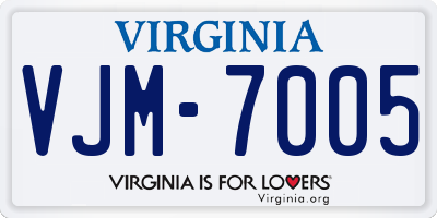 VA license plate VJM7005