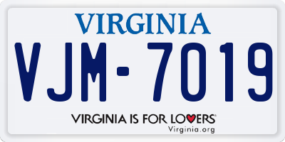 VA license plate VJM7019