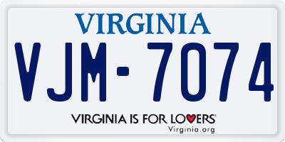 VA license plate VJM7074