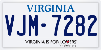 VA license plate VJM7282