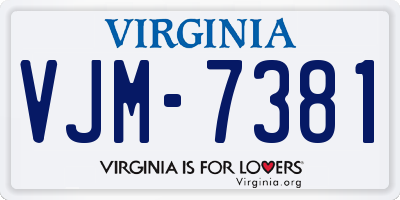 VA license plate VJM7381