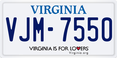 VA license plate VJM7550