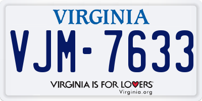 VA license plate VJM7633