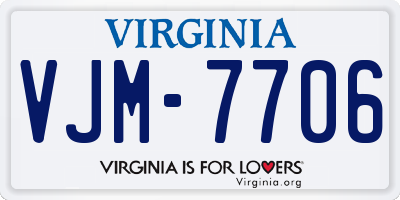 VA license plate VJM7706