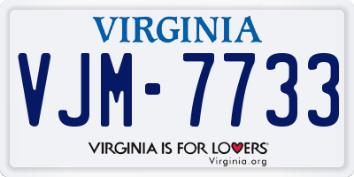 VA license plate VJM7733
