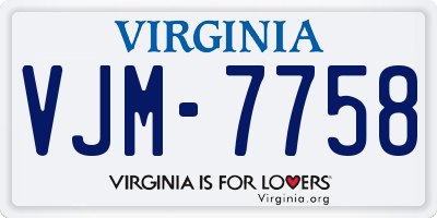 VA license plate VJM7758