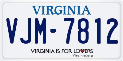 VA license plate VJM7812