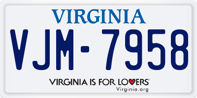 VA license plate VJM7958