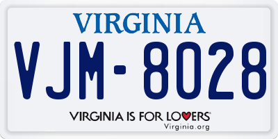 VA license plate VJM8028