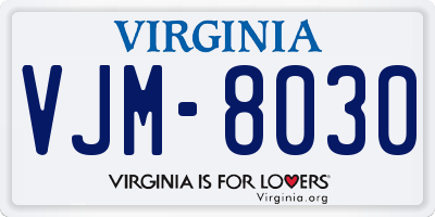 VA license plate VJM8030