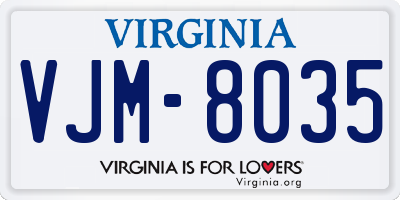 VA license plate VJM8035