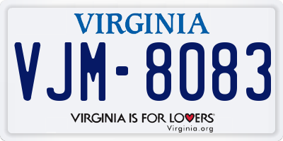 VA license plate VJM8083
