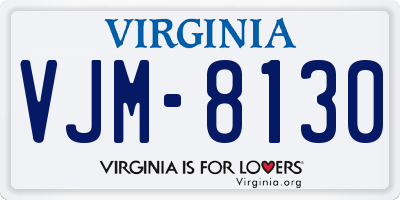 VA license plate VJM8130