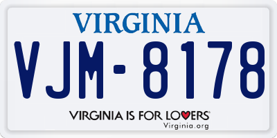 VA license plate VJM8178