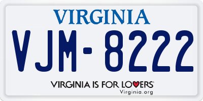 VA license plate VJM8222