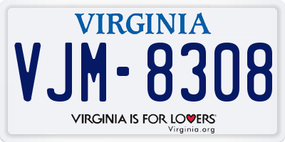 VA license plate VJM8308