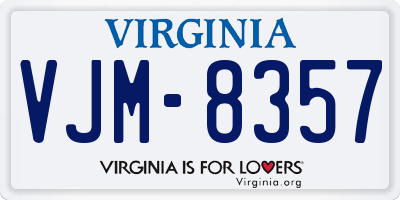 VA license plate VJM8357