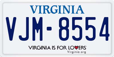 VA license plate VJM8554