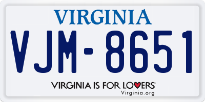 VA license plate VJM8651