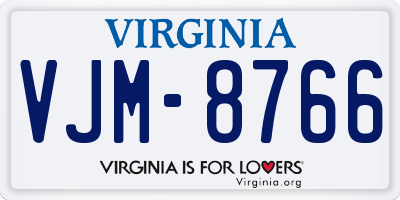 VA license plate VJM8766