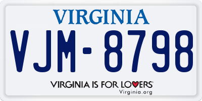 VA license plate VJM8798