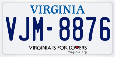 VA license plate VJM8876