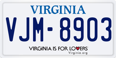VA license plate VJM8903