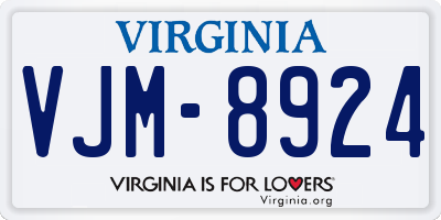 VA license plate VJM8924