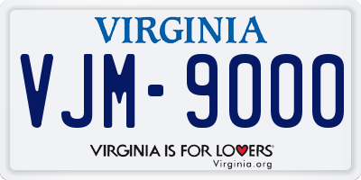 VA license plate VJM9000