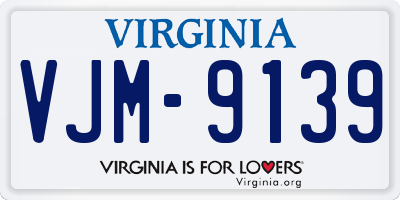 VA license plate VJM9139
