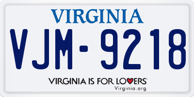 VA license plate VJM9218