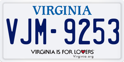 VA license plate VJM9253