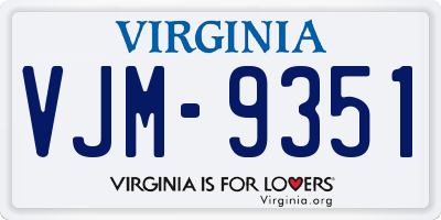 VA license plate VJM9351
