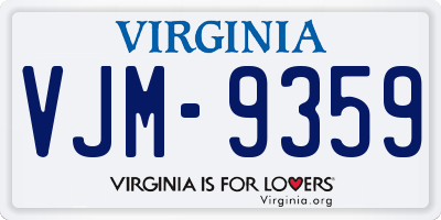 VA license plate VJM9359