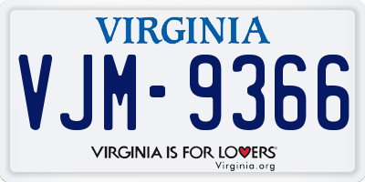 VA license plate VJM9366