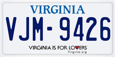 VA license plate VJM9426