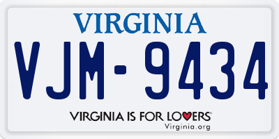 VA license plate VJM9434