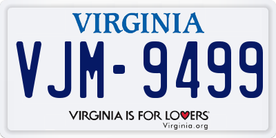 VA license plate VJM9499
