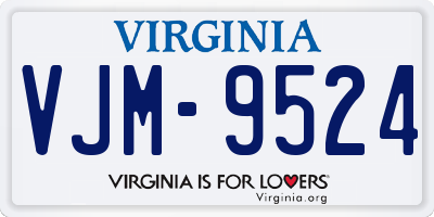 VA license plate VJM9524