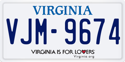 VA license plate VJM9674