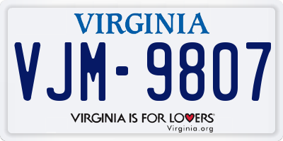 VA license plate VJM9807