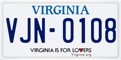 VA license plate VJN0108