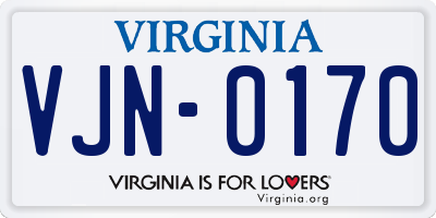 VA license plate VJN0170