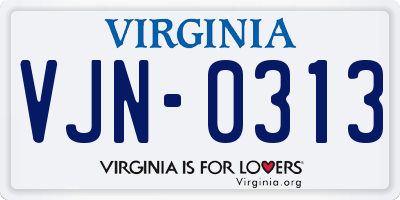 VA license plate VJN0313