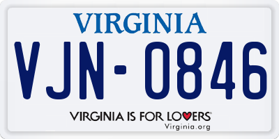 VA license plate VJN0846