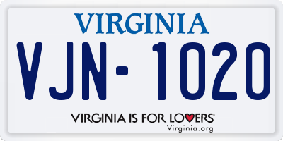 VA license plate VJN1020