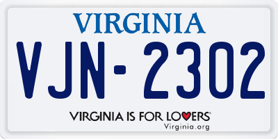 VA license plate VJN2302