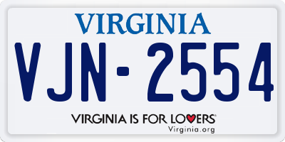 VA license plate VJN2554