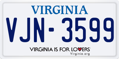 VA license plate VJN3599